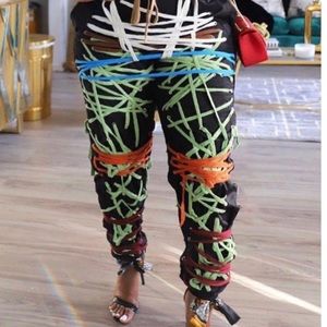 Crazy string joggers. Size small. never worn